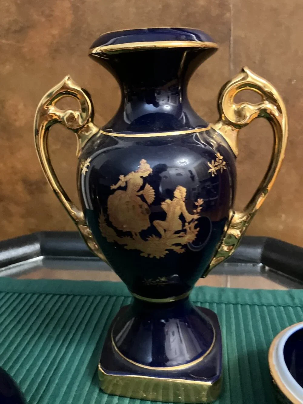 Limoges Set, Courting Couple Cobalt Blue/Gold
